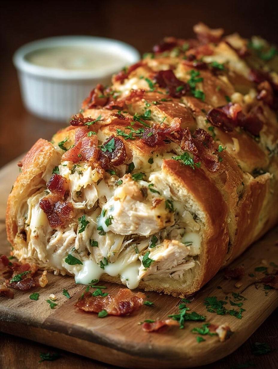 A savory chicken bacon ranch bread.