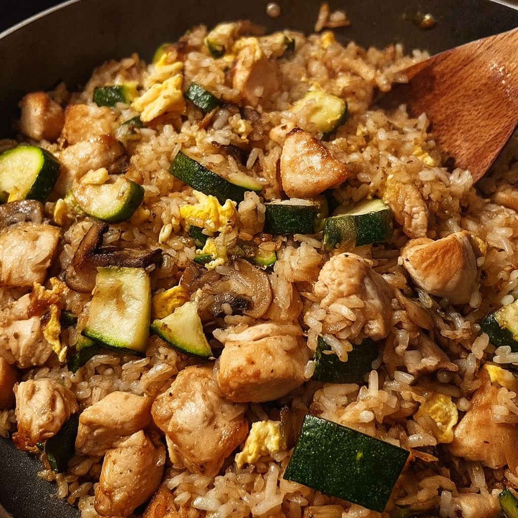 A hibachi style chicken fried rice dish.