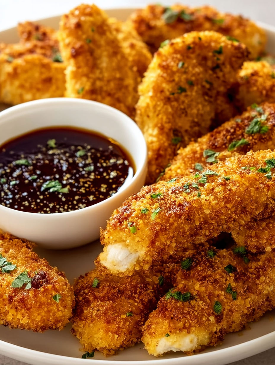 A bowl of sauce with breaded food in it.