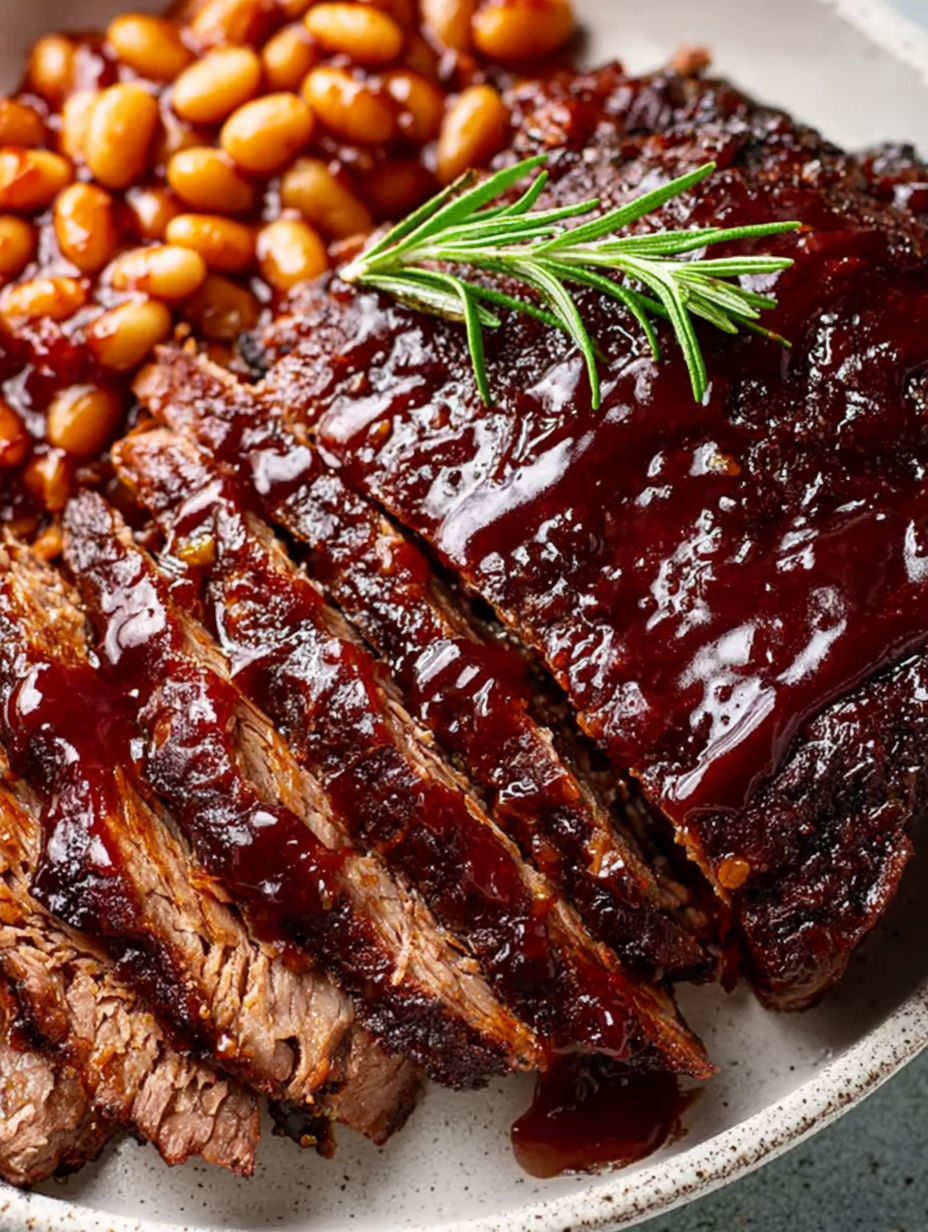 A close up of BBQ beef brisket.