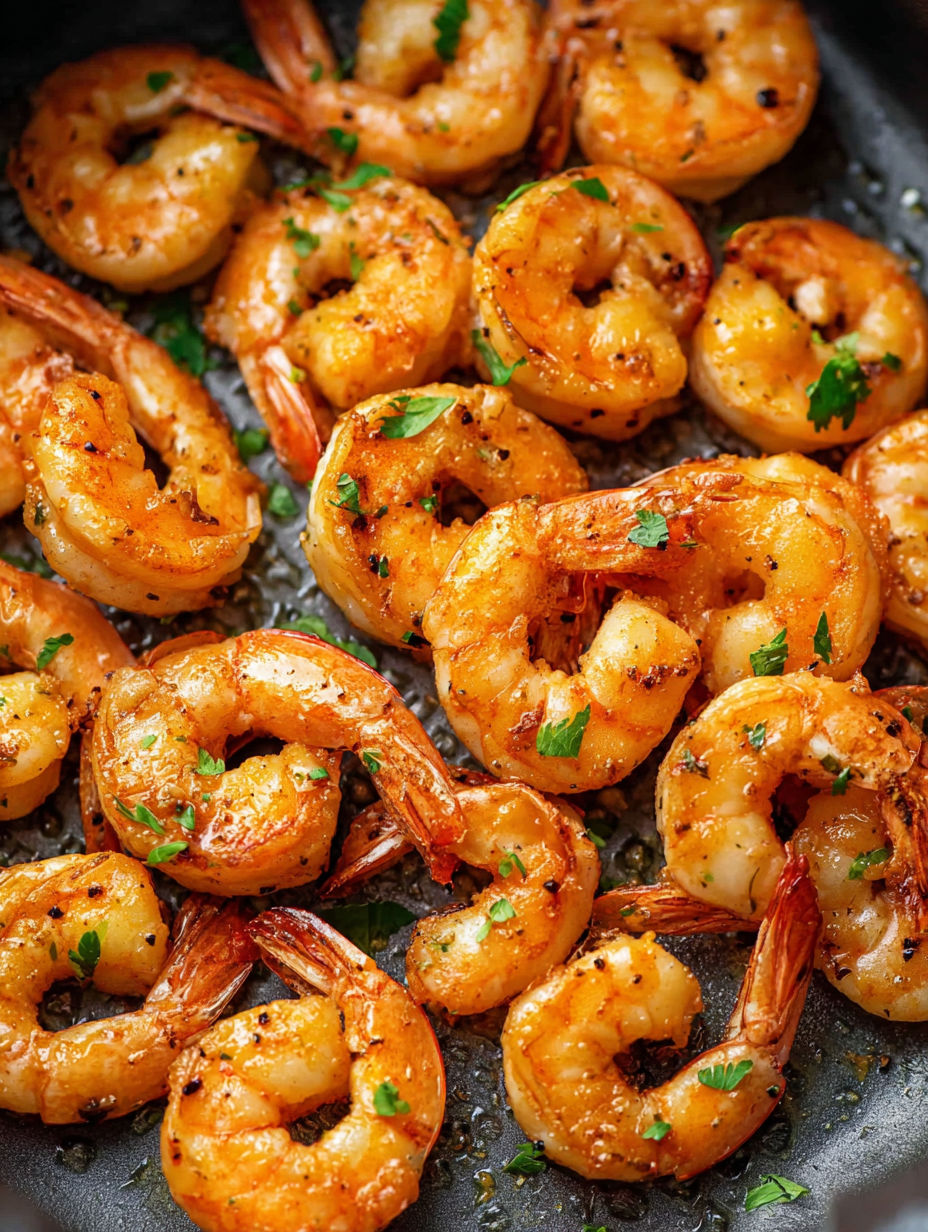 A close up of shrimp in an air fryer.