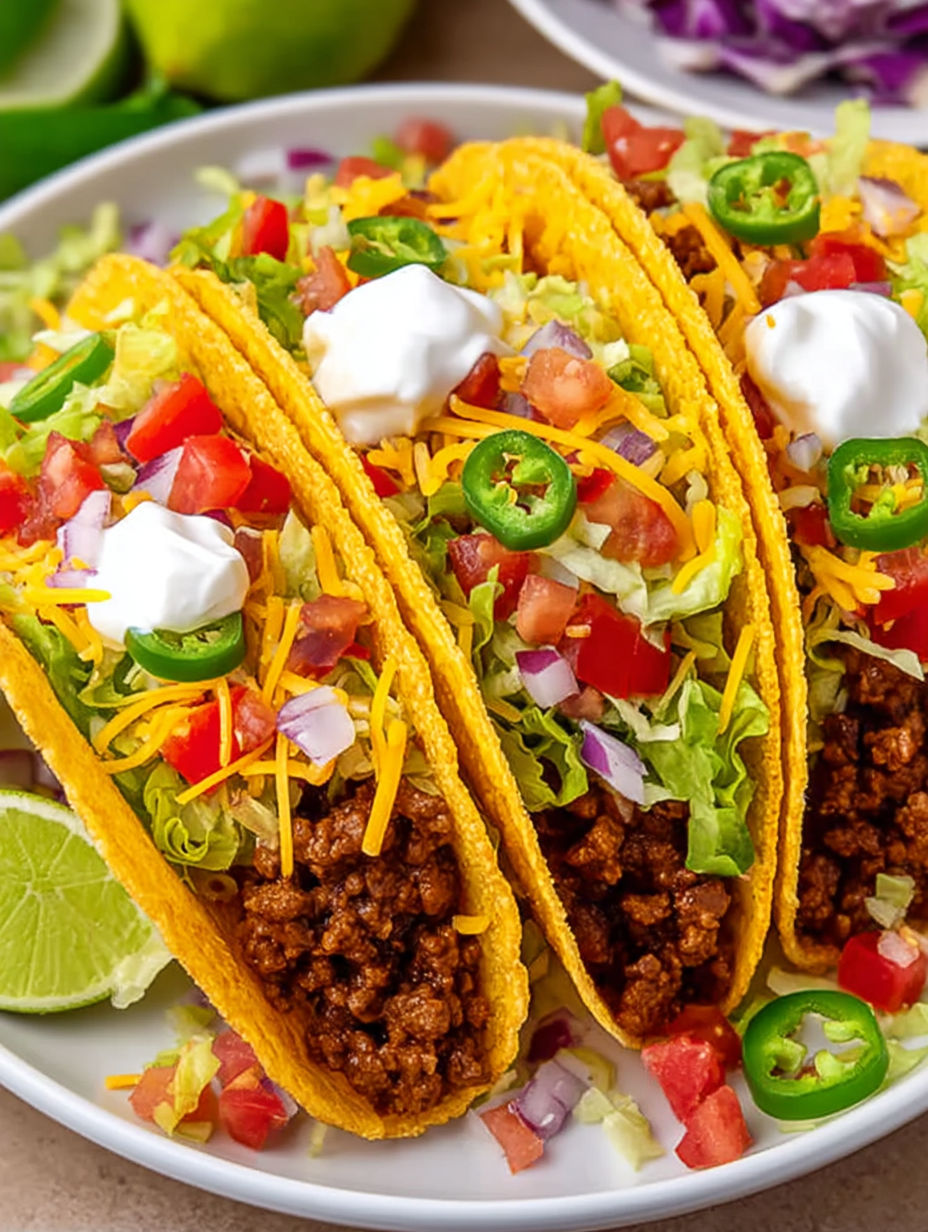 A plate of two tacos with cheese and tomatoes.