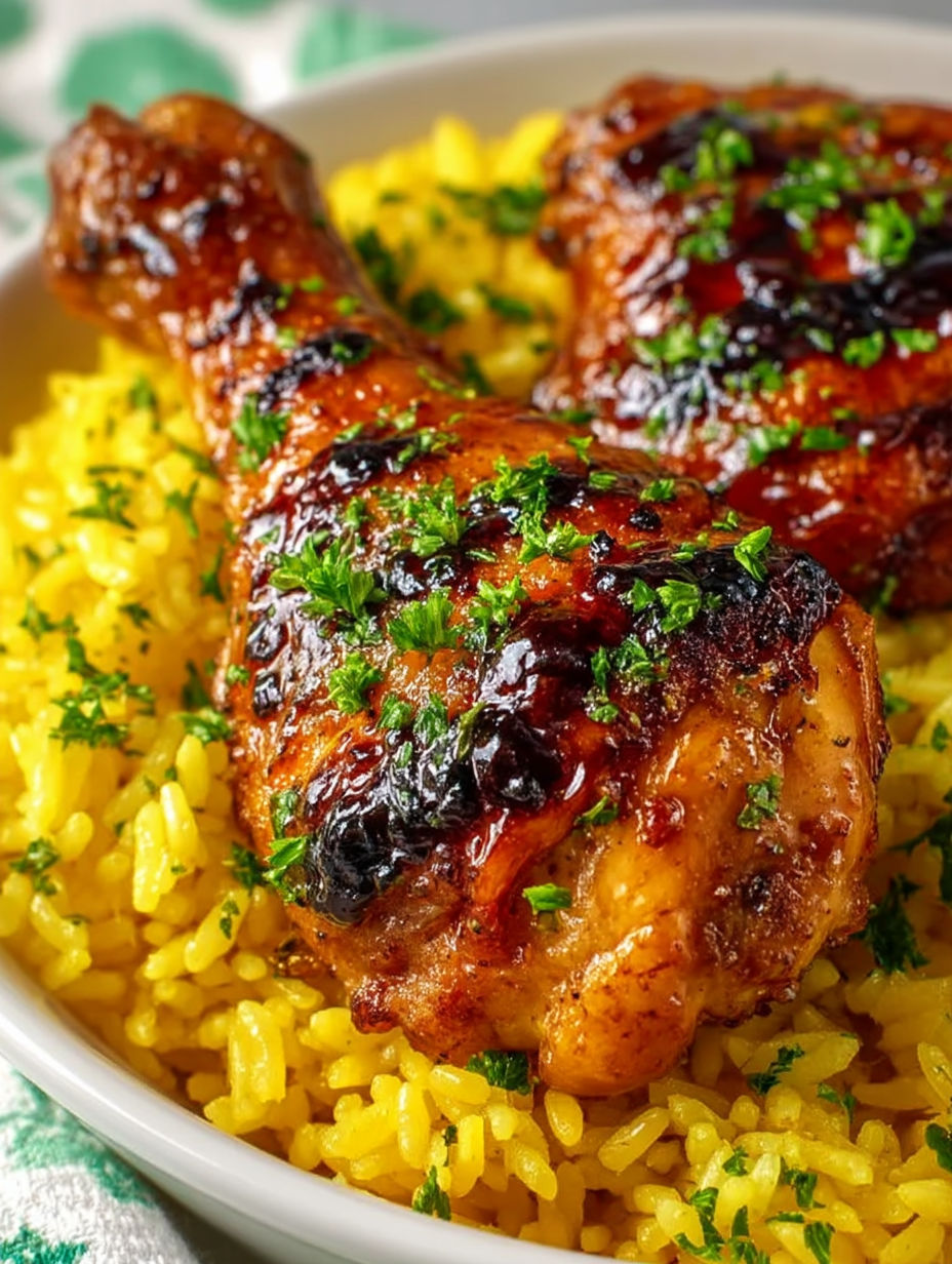 A plate of baked orange chicken legs.