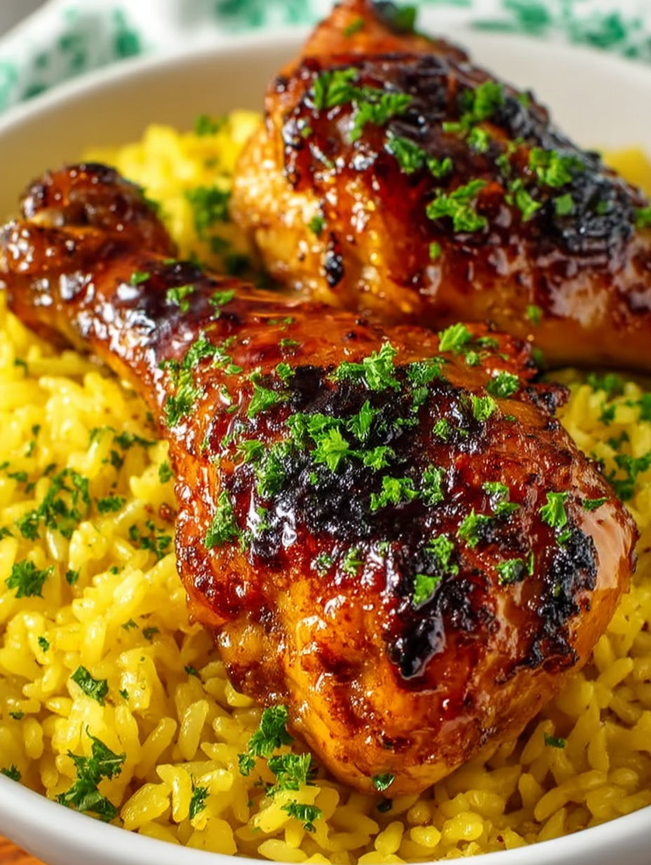 A close up of baked orange chicken legs.