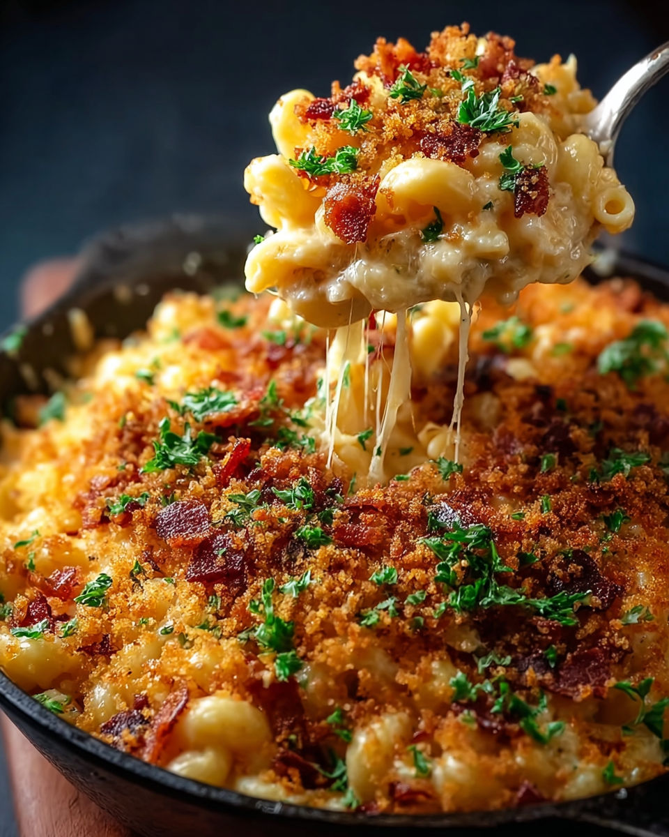 A close up of a spoonful of macaroni and cheese.