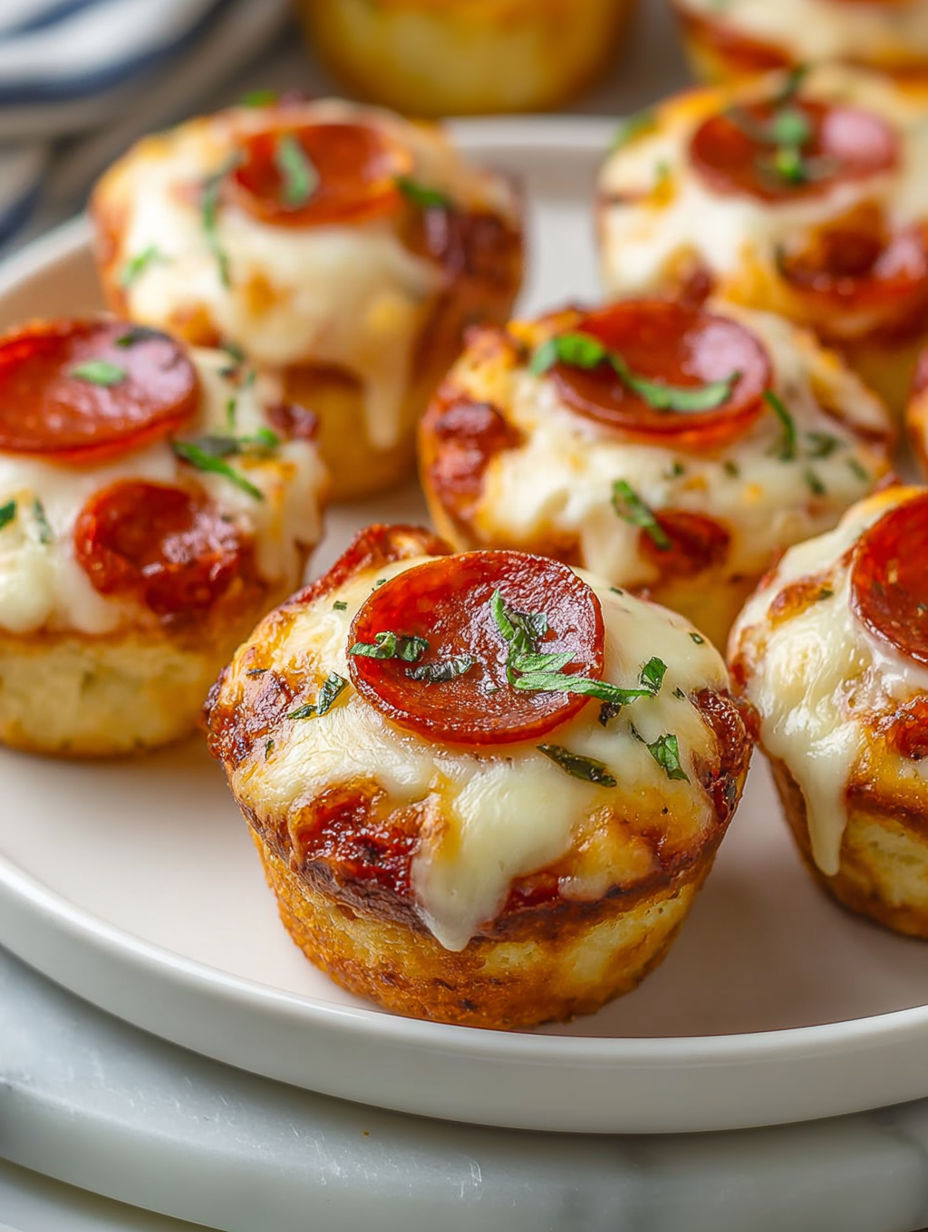 A plate of pepperoni muffin cupcakes.