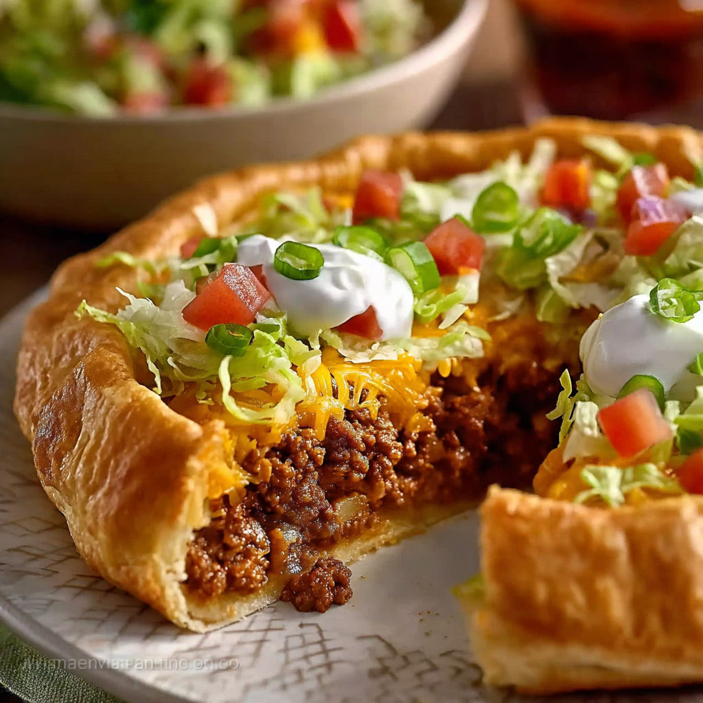 A Pillsbury Crescent Roll Taco with cheese and tomatoes.