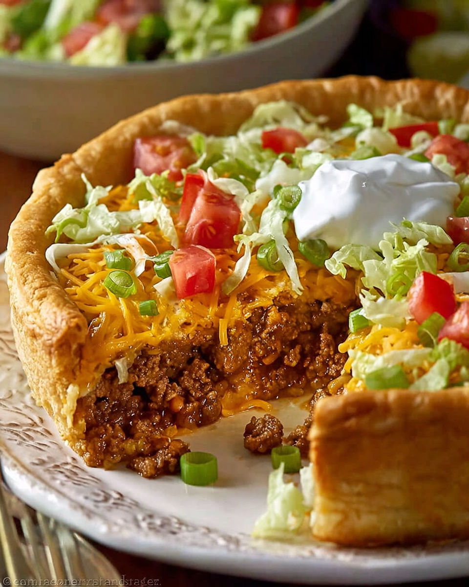 A Pillsbury Crescent Roll Taco with cheese and tomatoes.