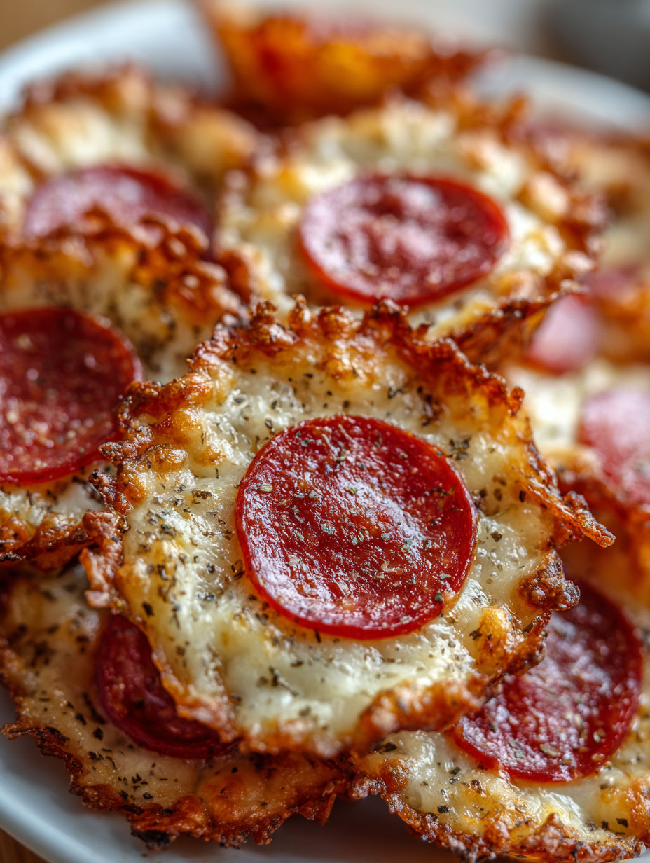 Mini pepperoni cheese chips.