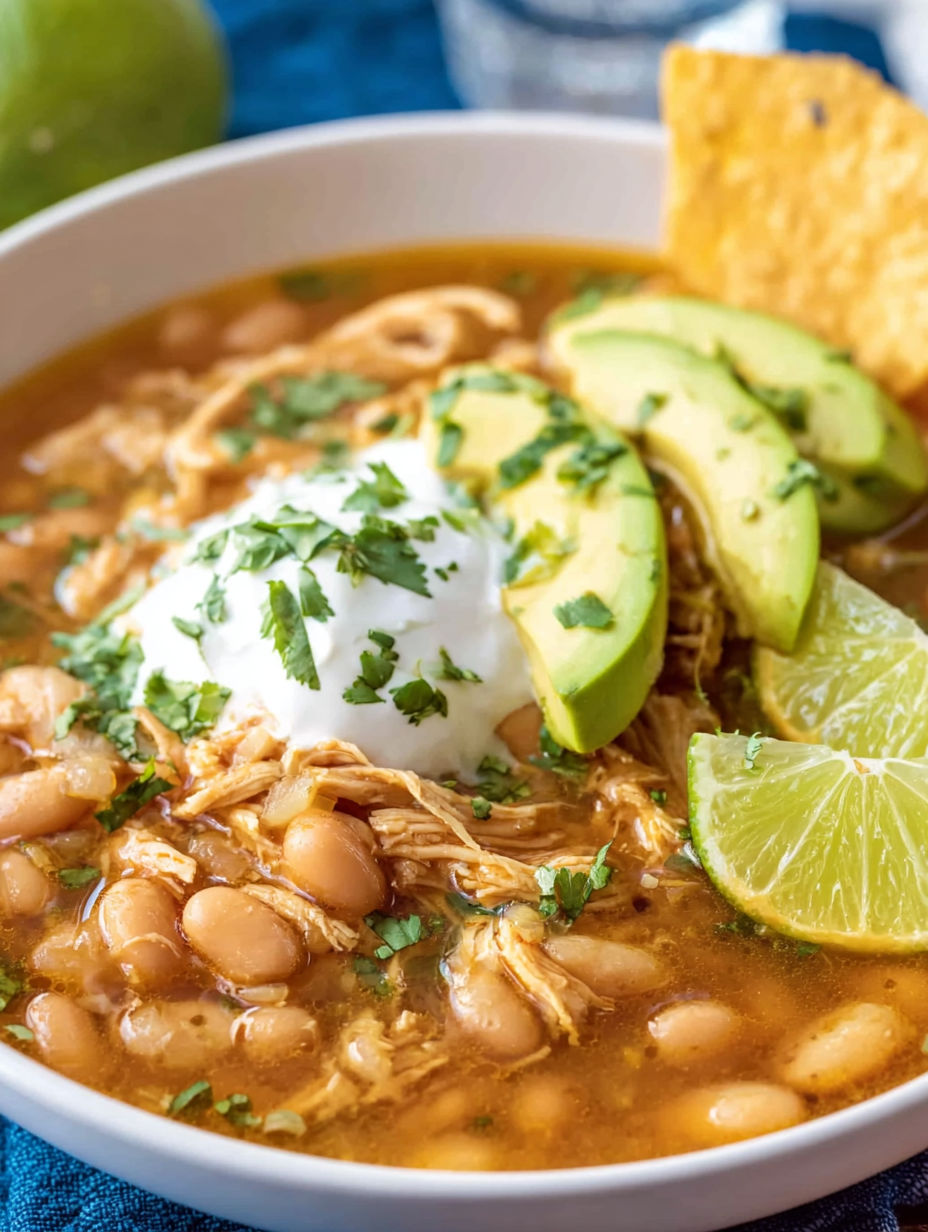 A bowl of soup with a slice of lime on top.