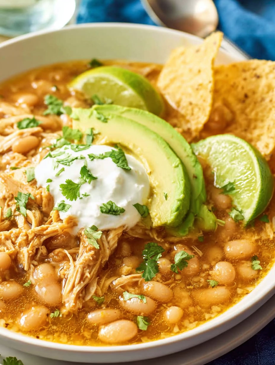 A bowl of soup with a spoon in it.