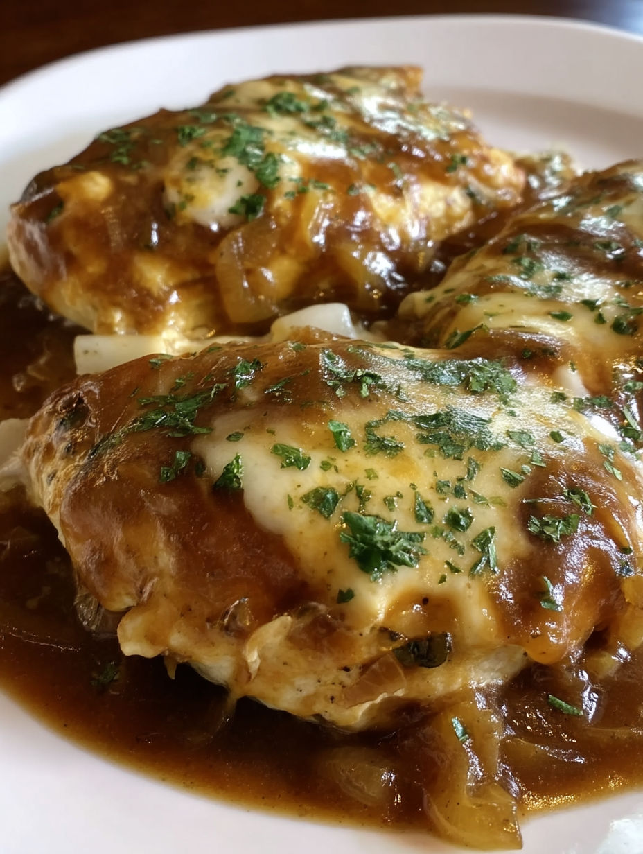 A plate of food with a brown sauce.