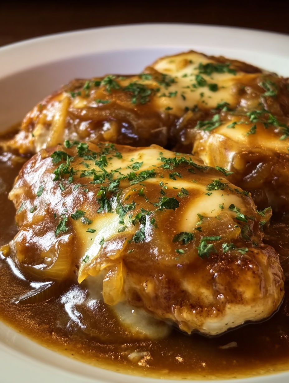 A plate of food with a brown sauce.