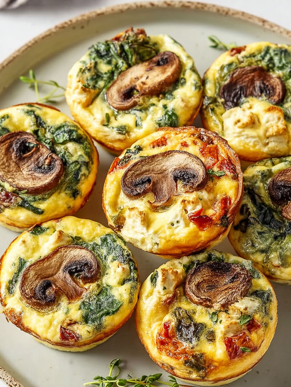 A plate of mushroom and kale bites.