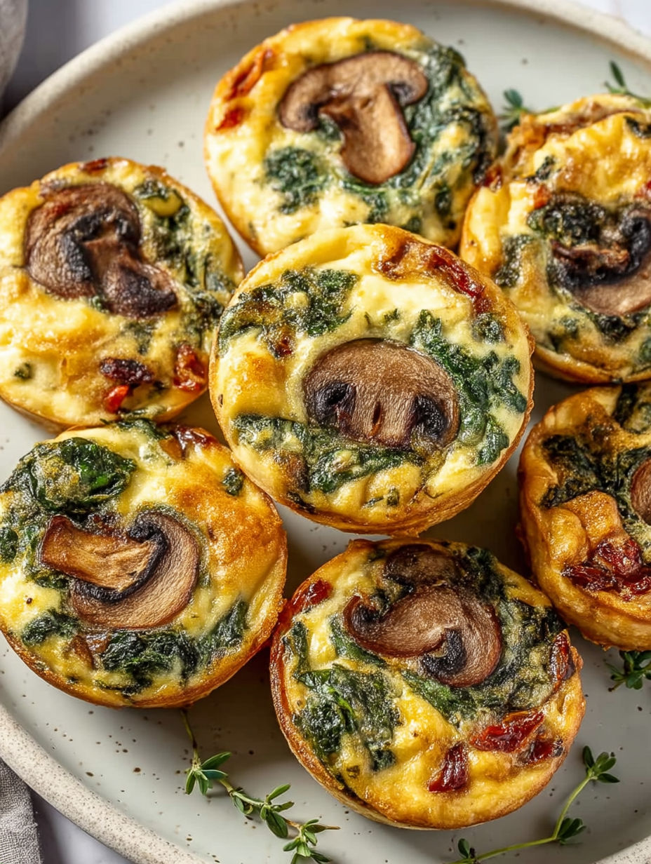 A plate of mushroom and kale bites.