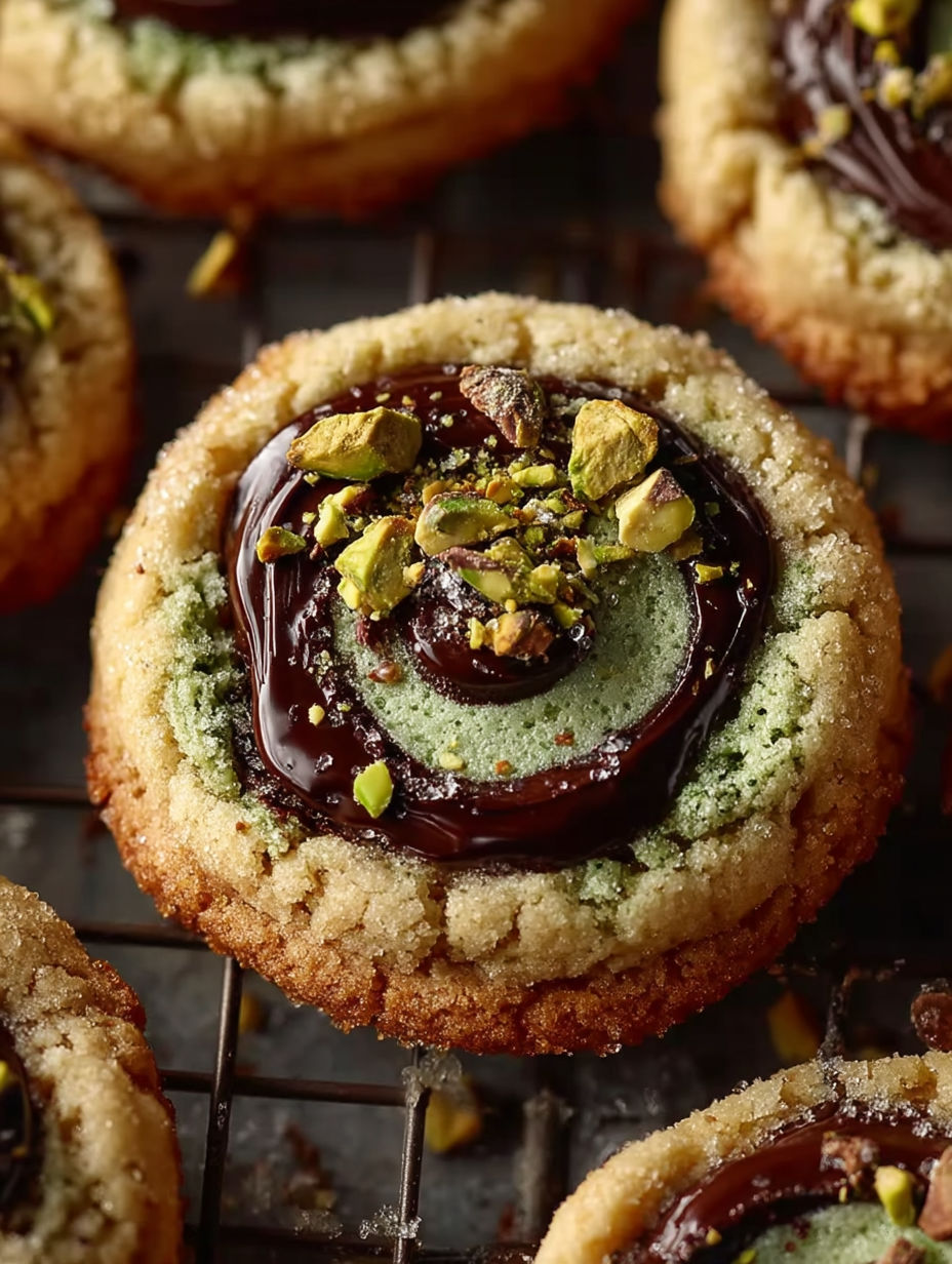 A cookie with chocolate and almonds.