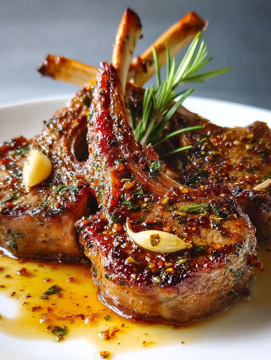 Lamb chops with herbs and spices.