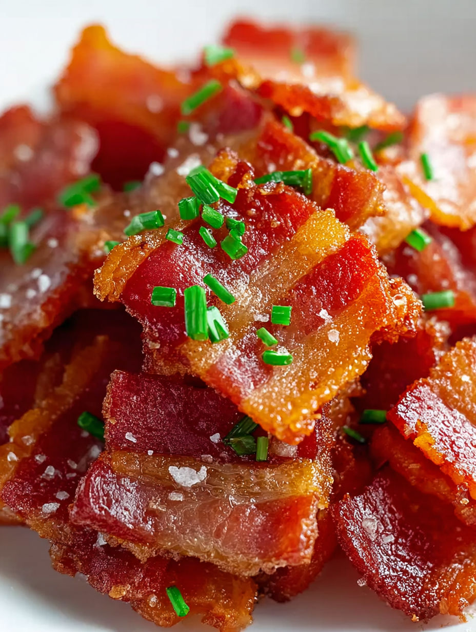 Bacon crackers with green onions.