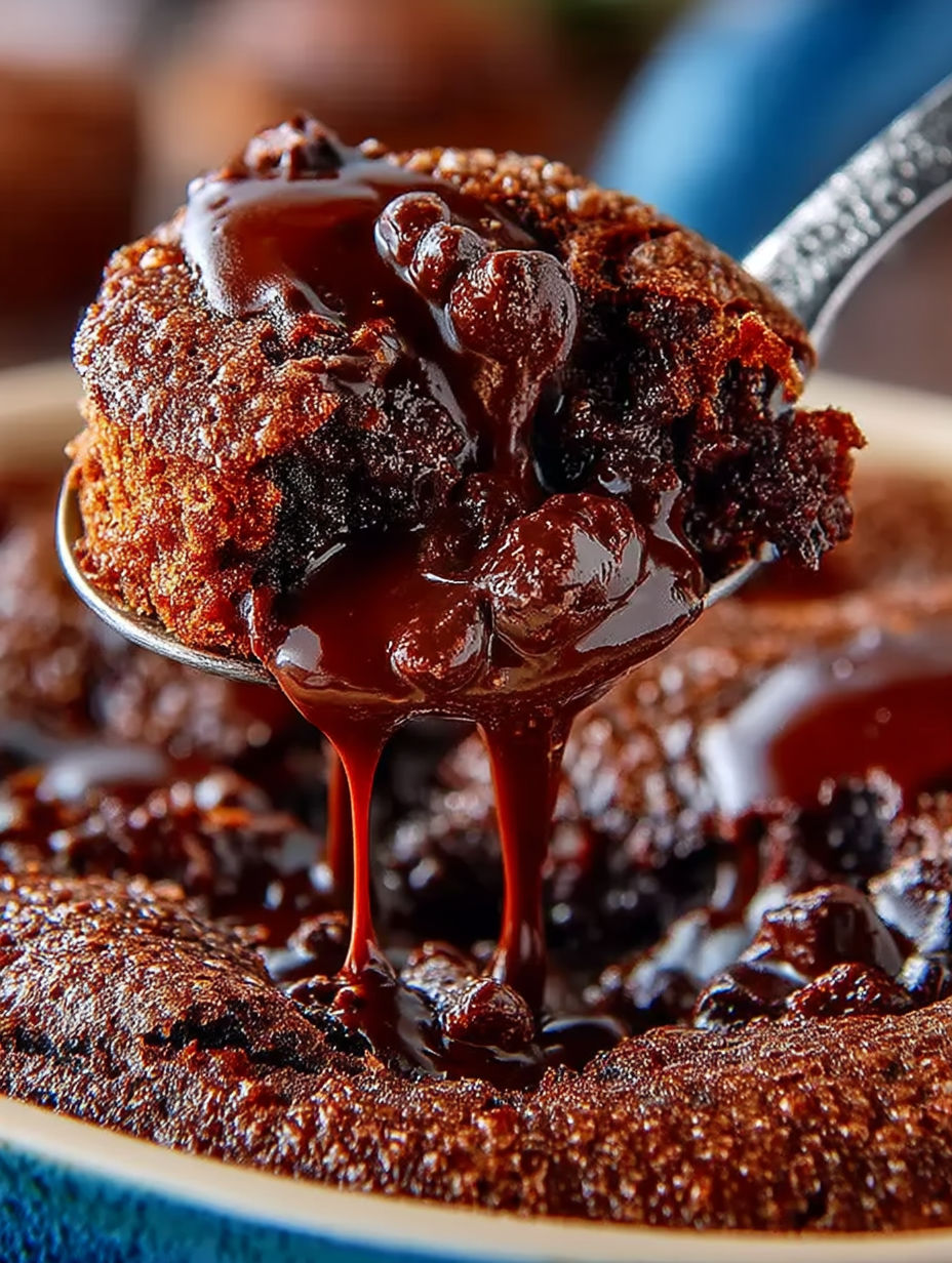 A spoonful of chocolate sauce on a piece of chicken étouffée.