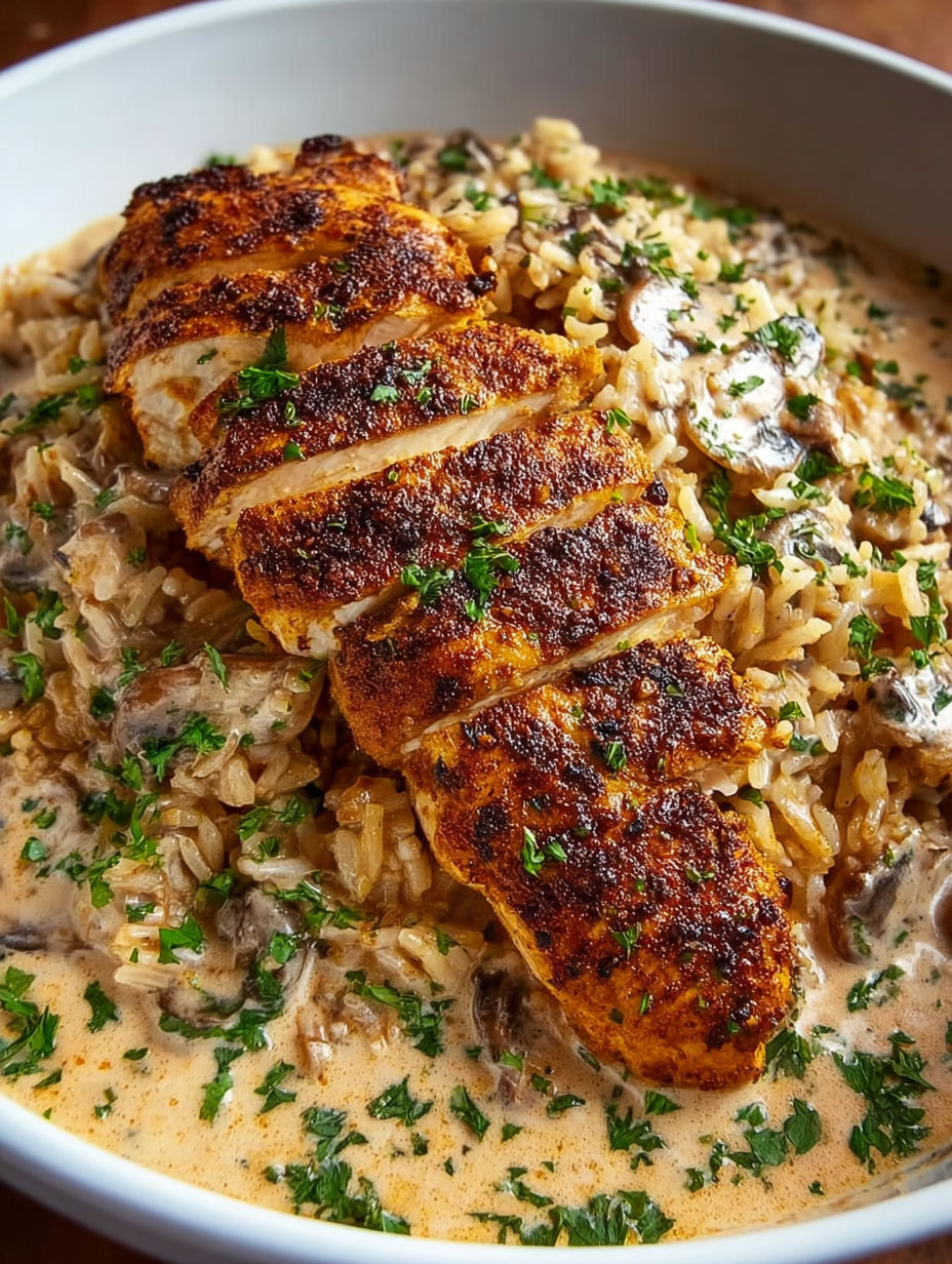 A plate of high protein creamy cajun chicken.