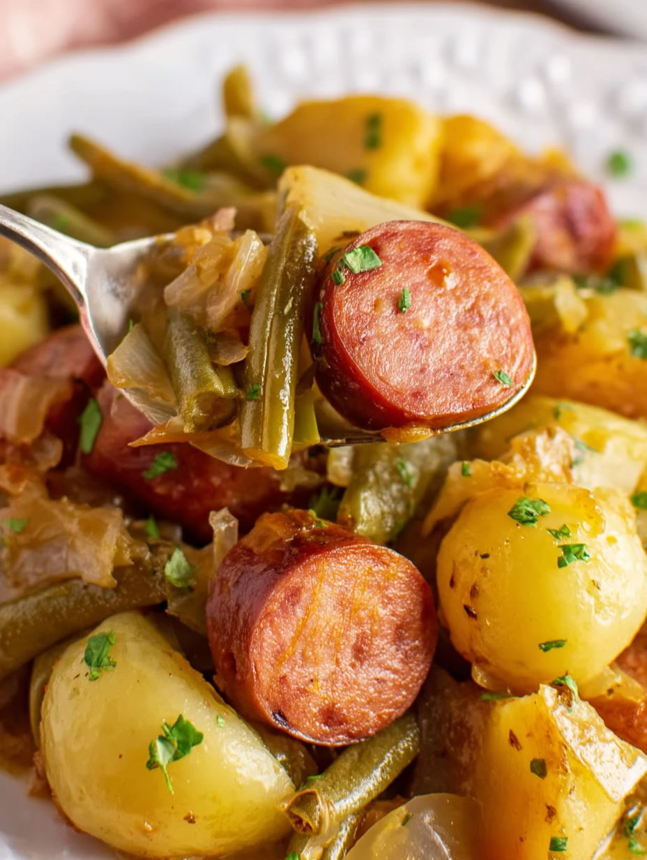 A fork is being used to pick up a piece of food from a plate.