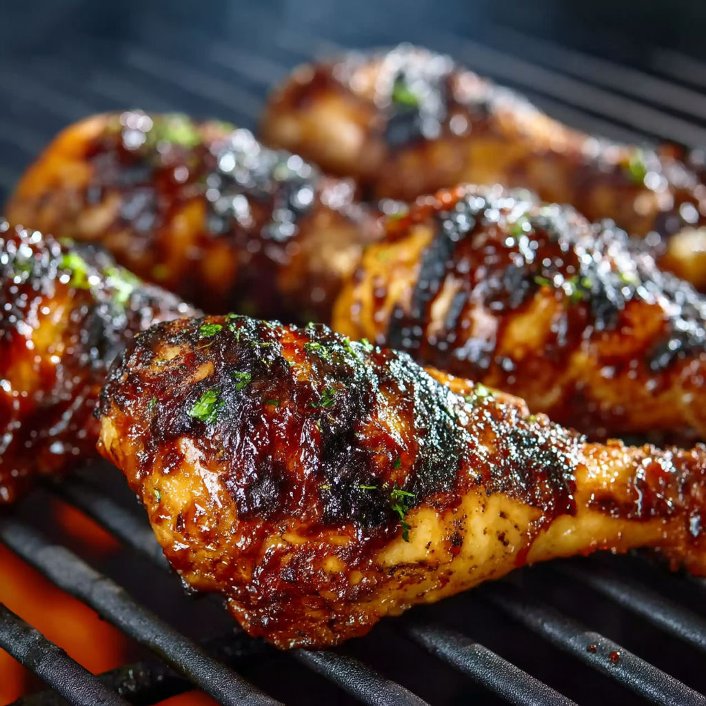 Grilled chicken legs with sauce.