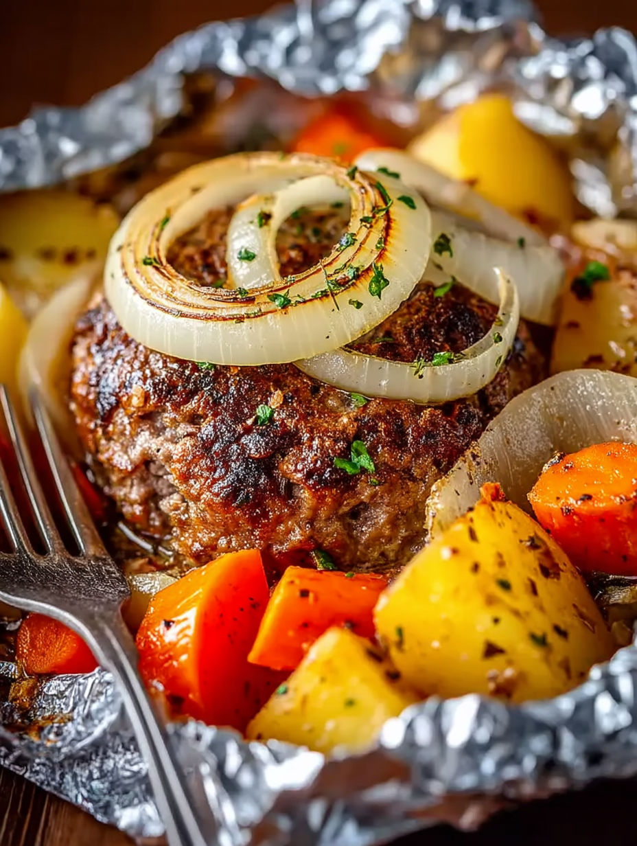 A hamburger with onions and carrots.