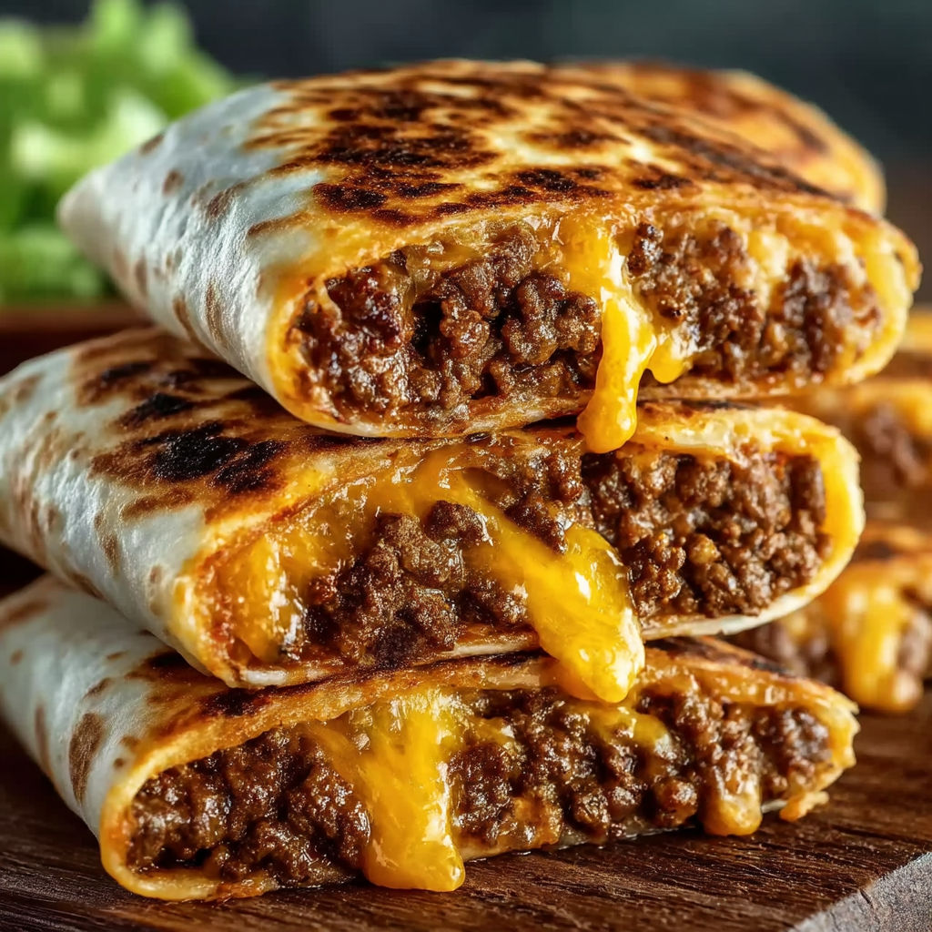 A stack of loaded cheesy pocket tacos.