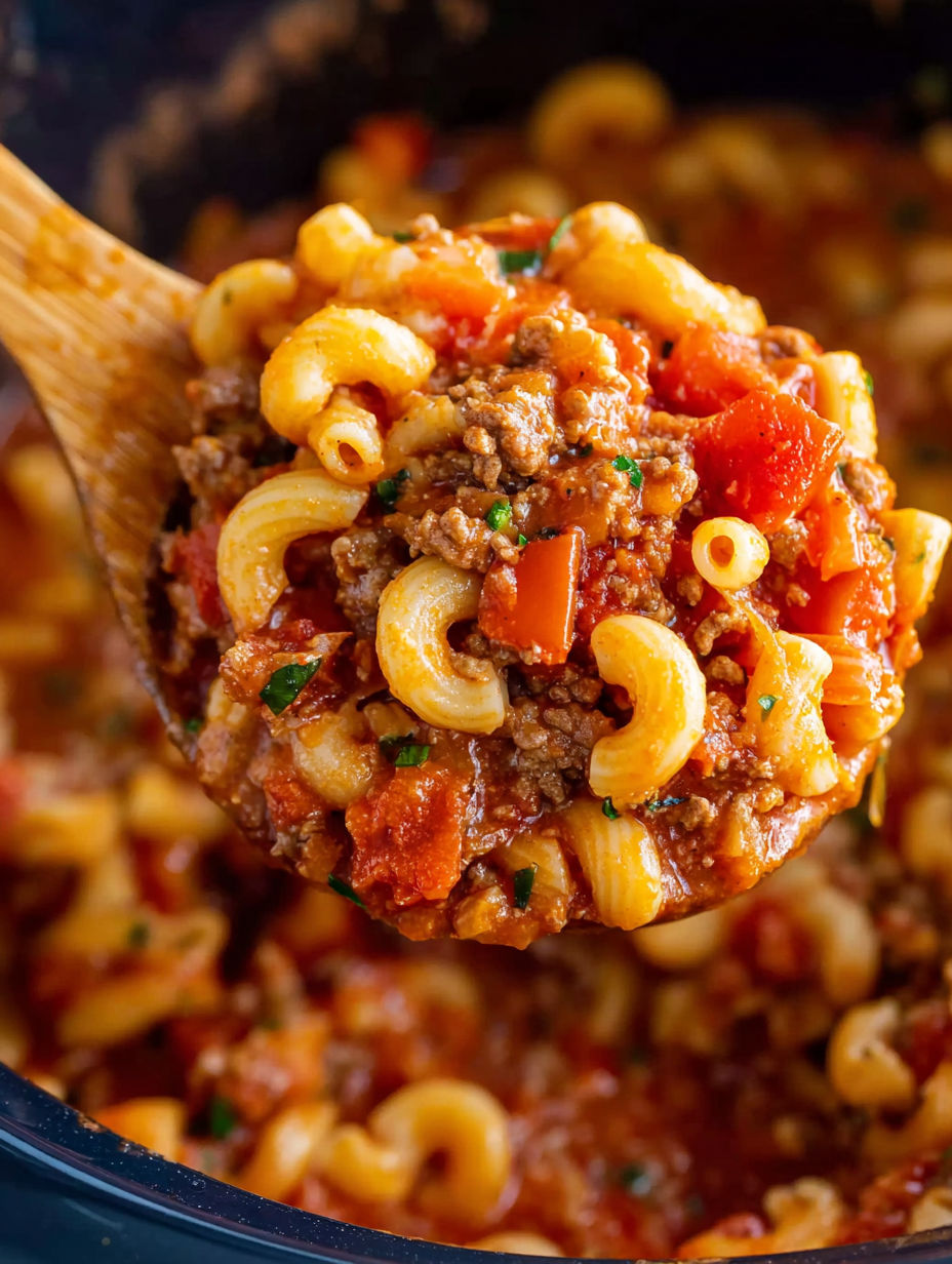 A spoonful of American Goulash.