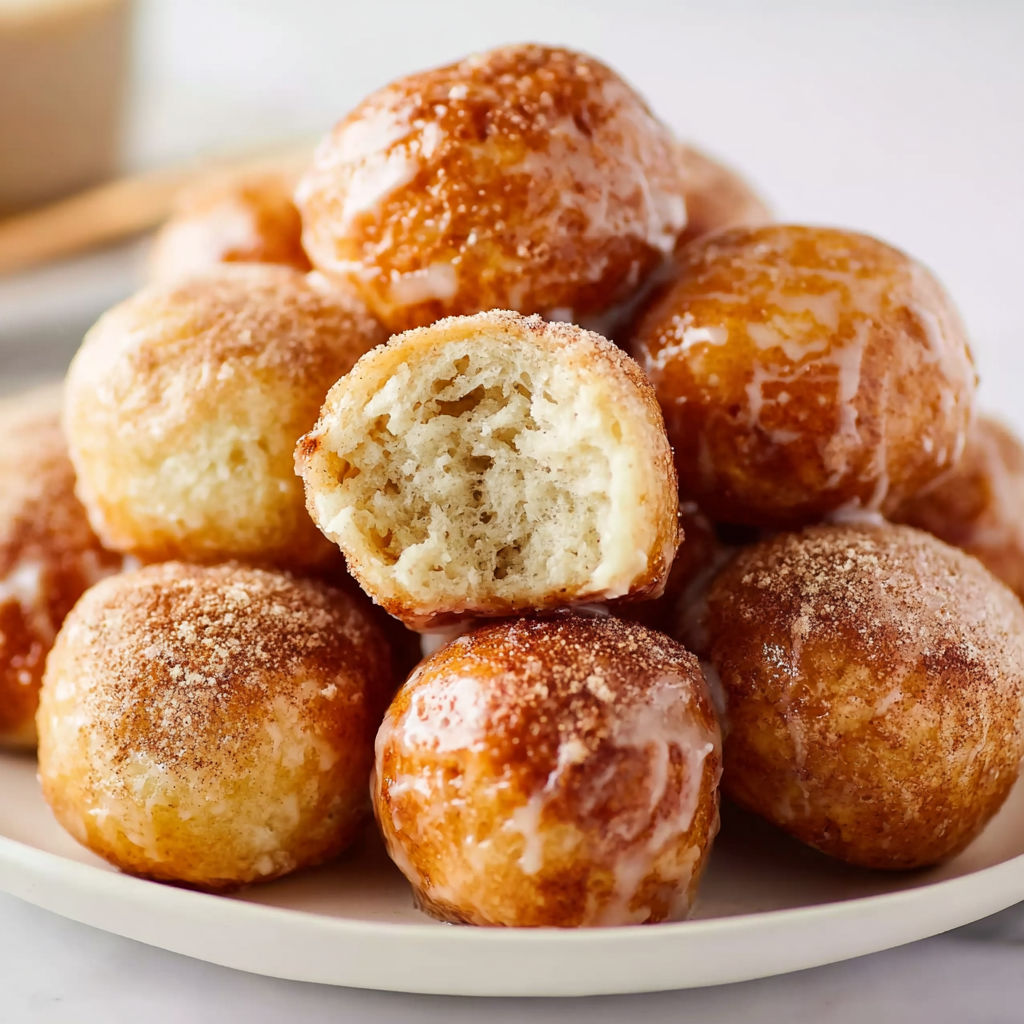 A plate of 2-ingredient air fryer banana donut holes.