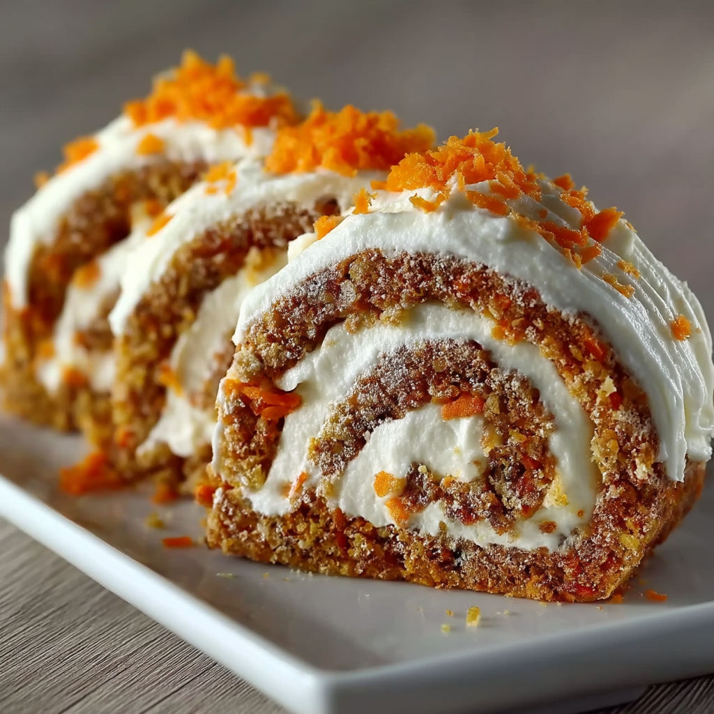 A slice of carrot cake roll.