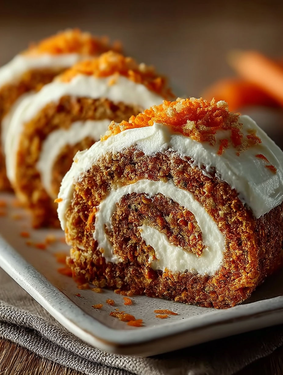 A slice of carrot cake roll.
