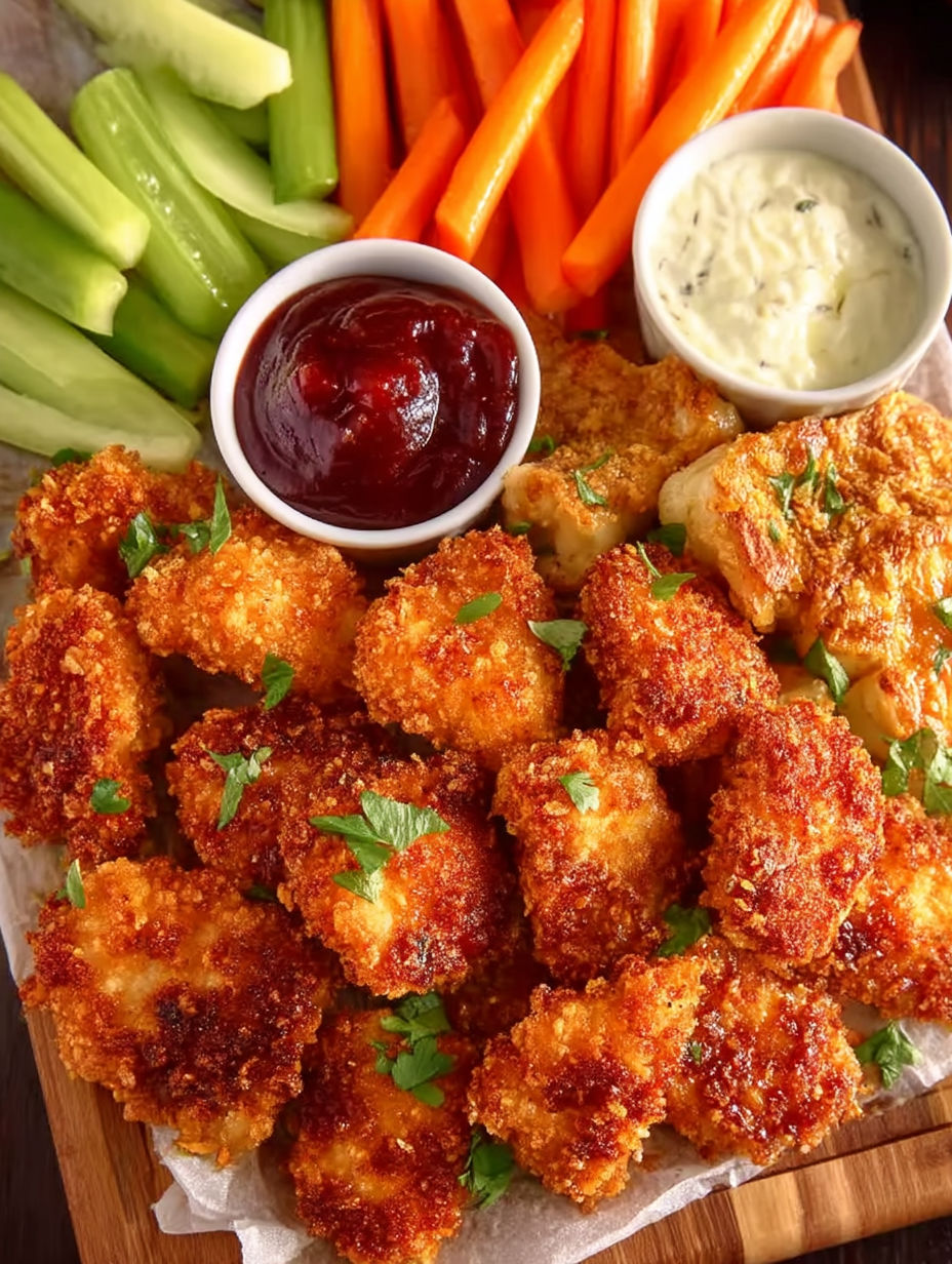 A plate of food with chicken wings and vegetables.