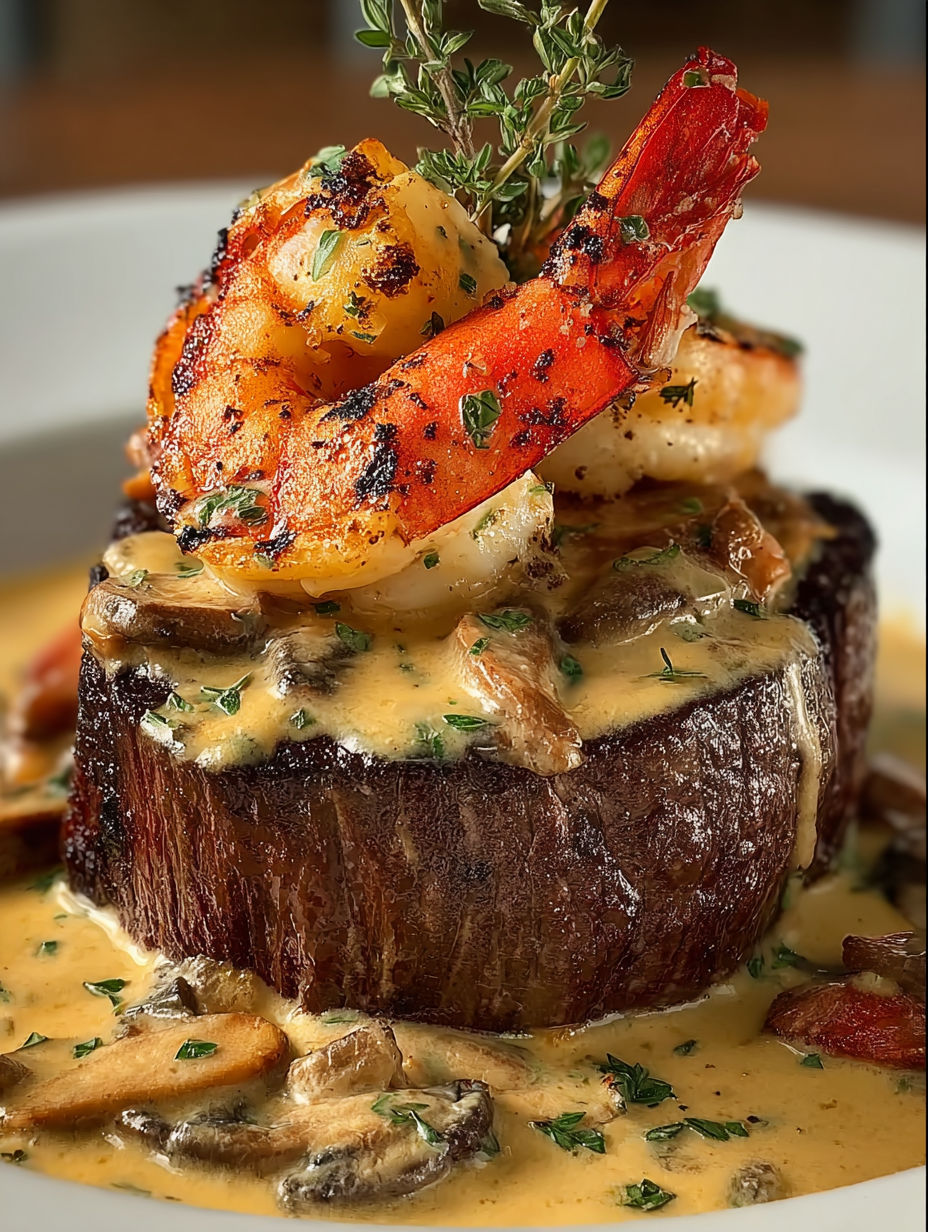 A plate of food with a lobster tail on top.