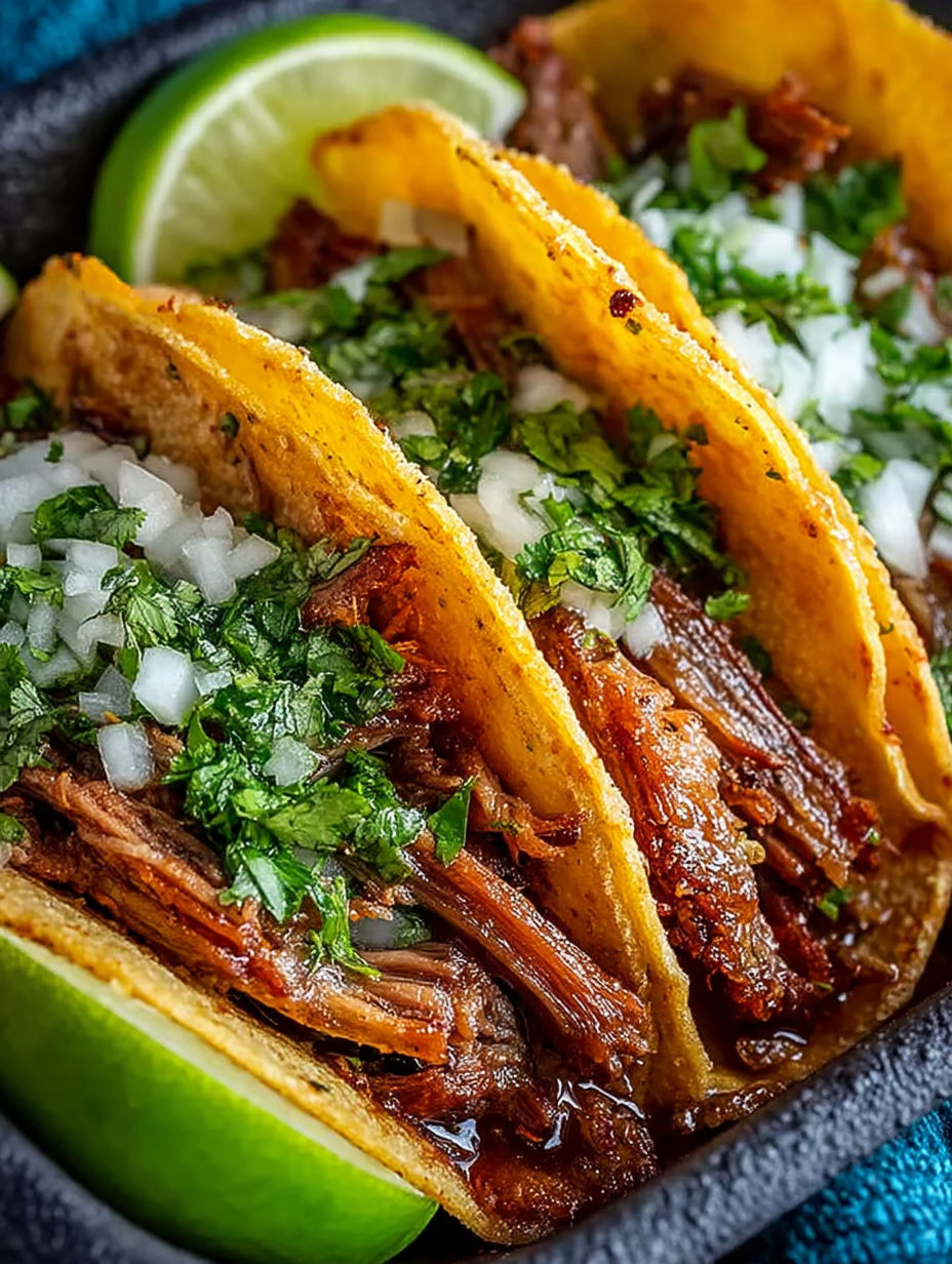 A close up of a delicious crock pot pork carnitas.