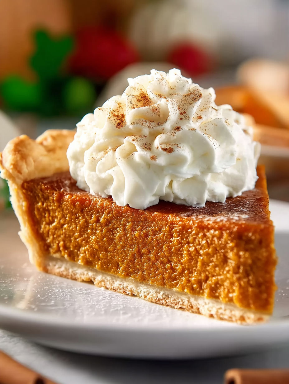 A slice of apple butter pie with whipped cream on top.
