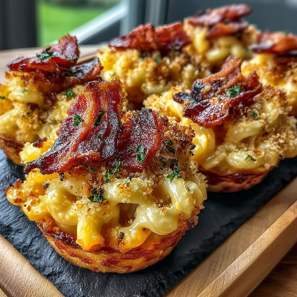 A plate of smoked mac and cheese bacon.