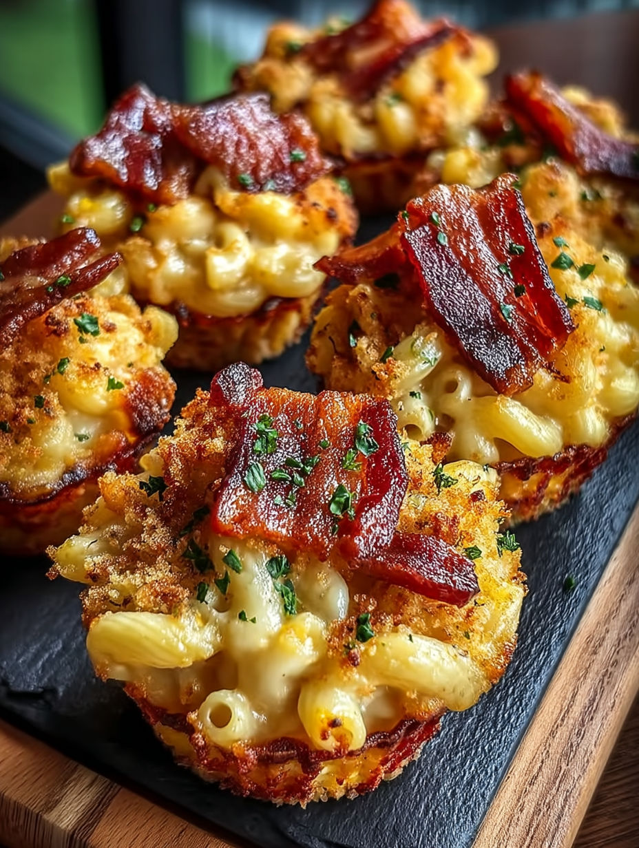 A plate of smoked mac and cheese bacon.