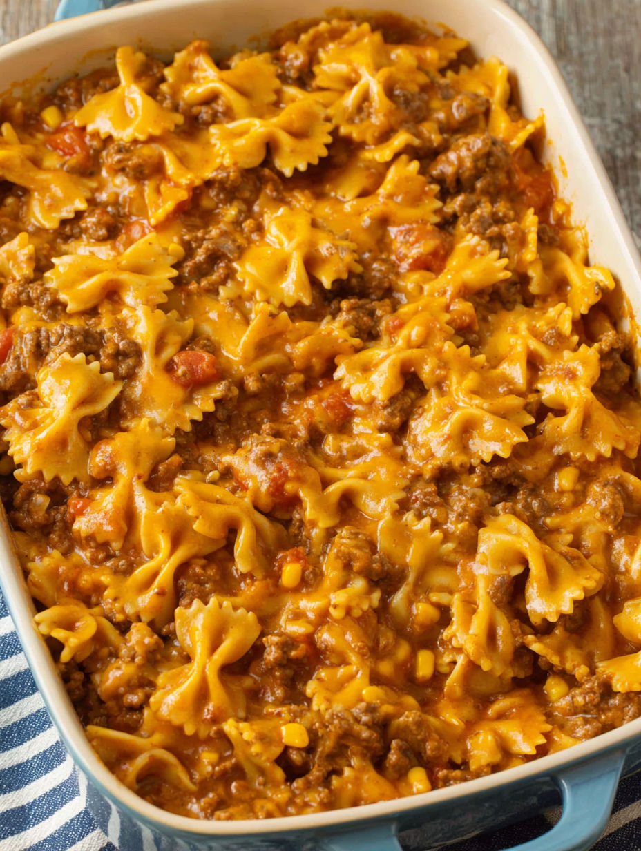 A bowl of pasta with meat and tomatoes.