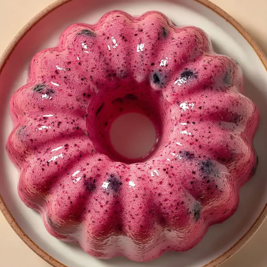 A cake with blueberries on top.