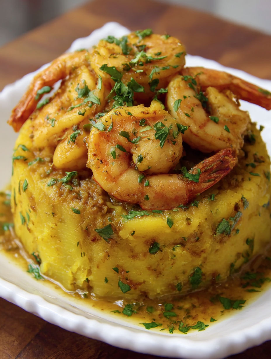 A plate of shrimp and garlic butter.