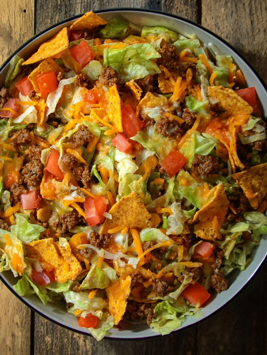 A bowl of Doritos Taco Salad.