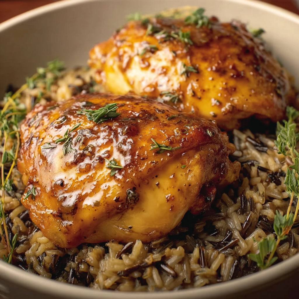 A bowl of rice and chicken.