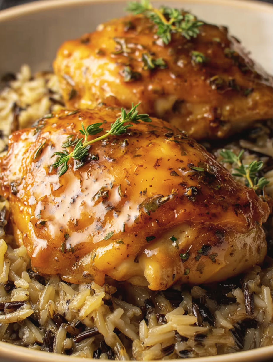 A close up of a piece of chicken with rice.