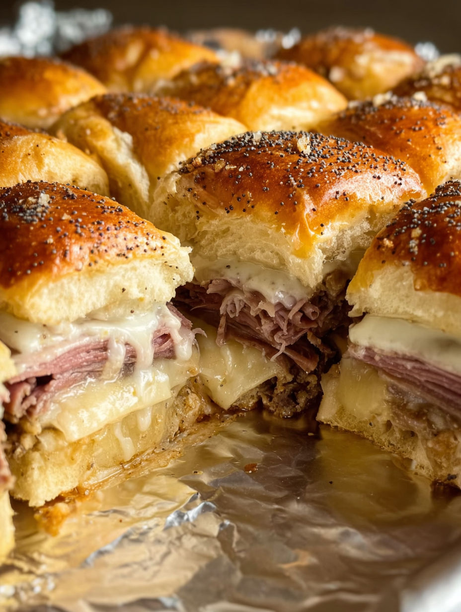 Roast beef sliders on Hawaiian rolls.