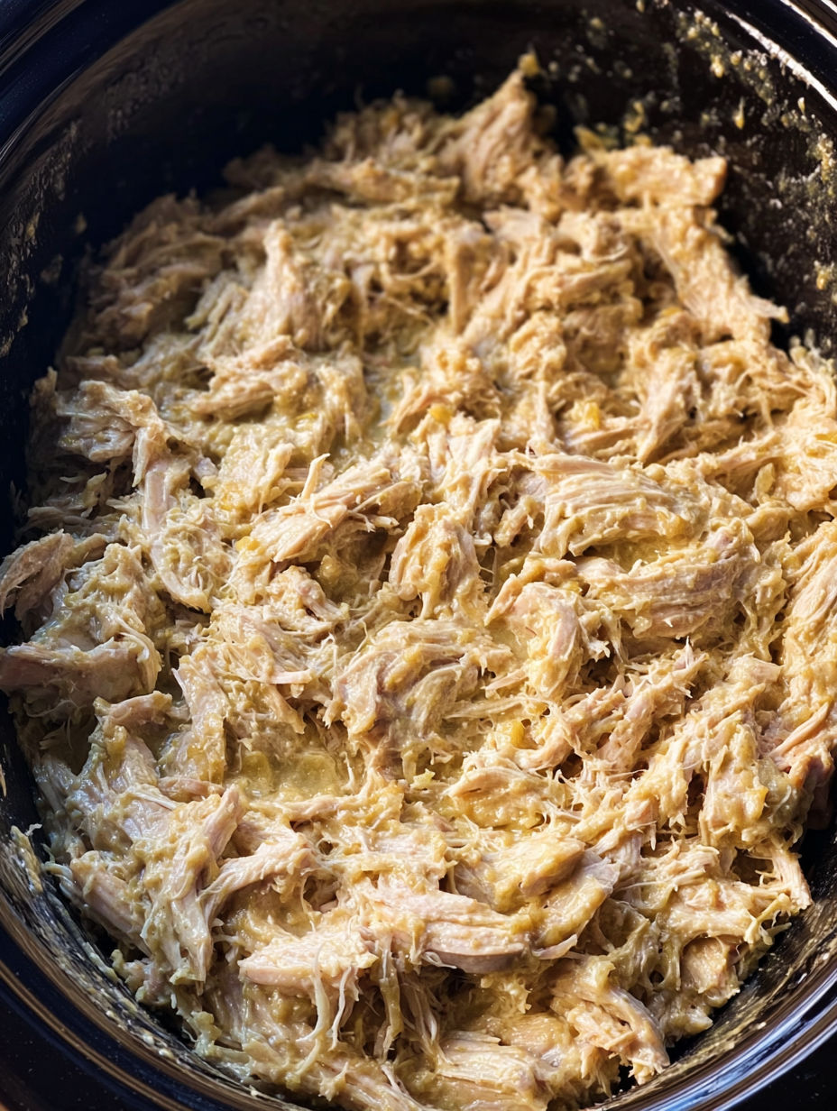 A bowl of shredded chicken.