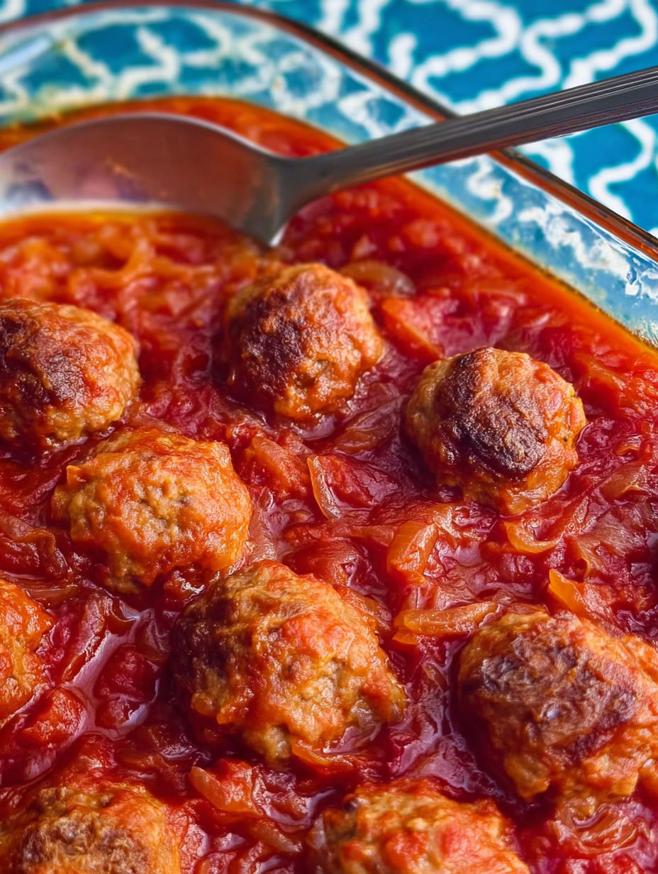 A plate of meatballs in a red sauce.