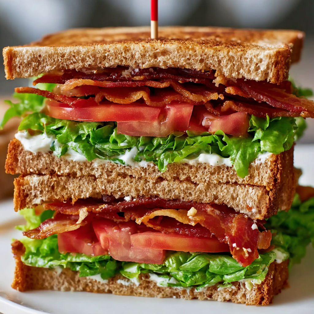 A BLT sandwich with garlic aioli.
