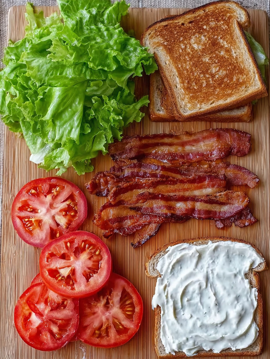 A BLT sandwich with garlic aioli.
