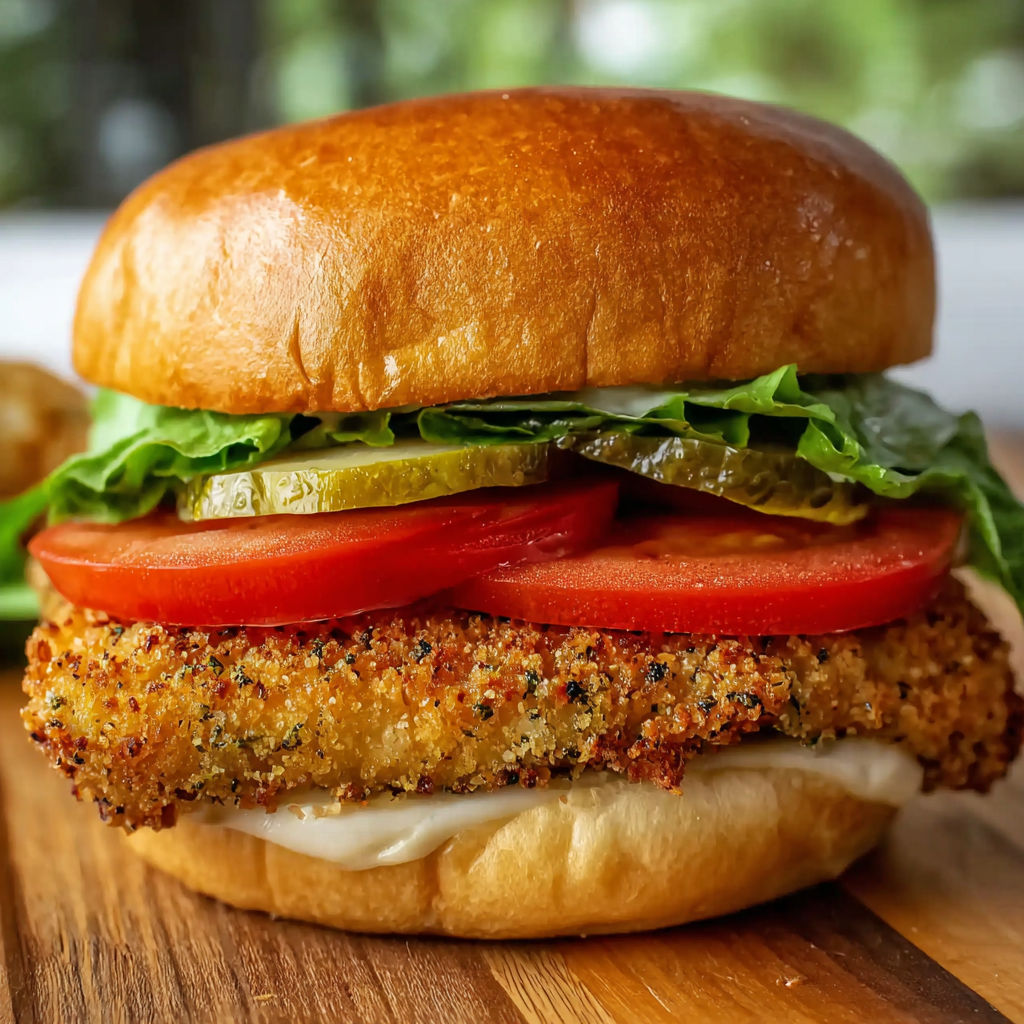 A crispy pickle-brined chicken sandwich.